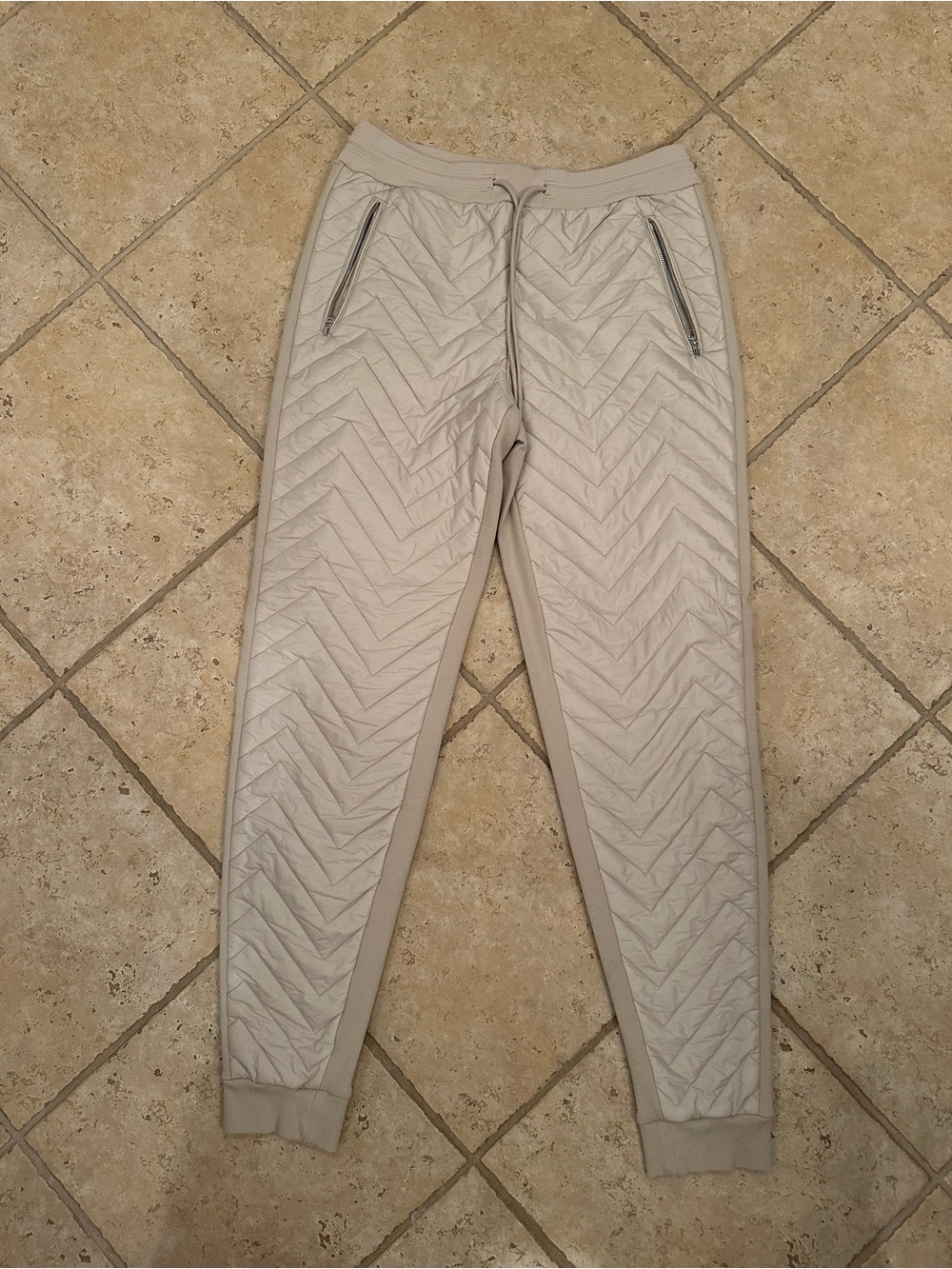 Athleta Quilted Chevron Jogger Pants - Light Beige